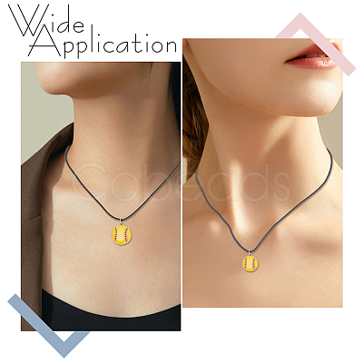 40Pcs Baseball Alloy Enamel Pendant Necklaces NJEW-GO00004-1