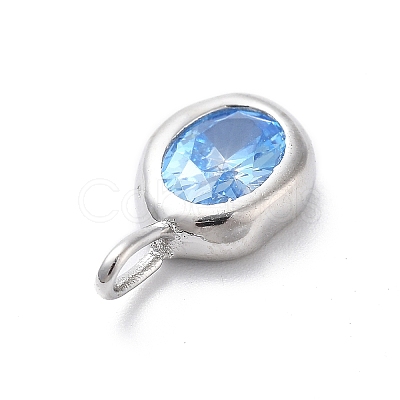925 Sterling Silver Cubic Zirconia Oval Charms STER-S006-01S-L-1