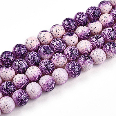 Transparent Baking Paint Glass Beads Strands DGLA-N009-8mm-04-1