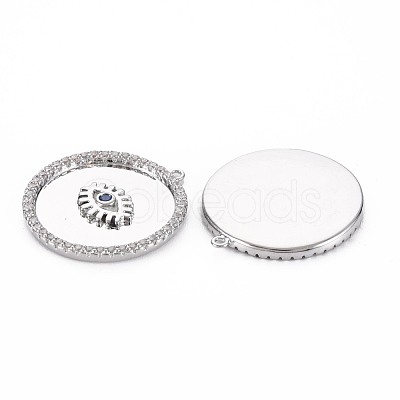 Brass Micro Pave Blue Cubic Zirconia Pendants KK-S356-753-1