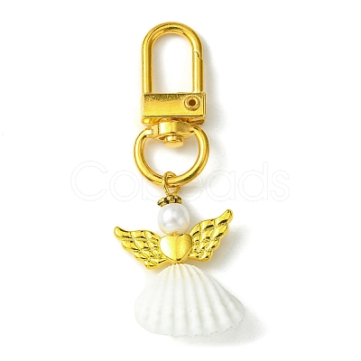 Angel Shell Pendant Decorations HJEW-JM01750-1