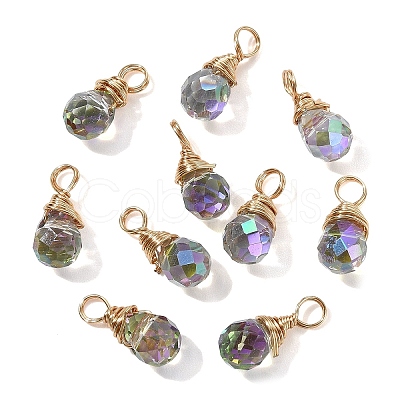 10Pcs Glass Pendants PALLOY-YW00130-04-1