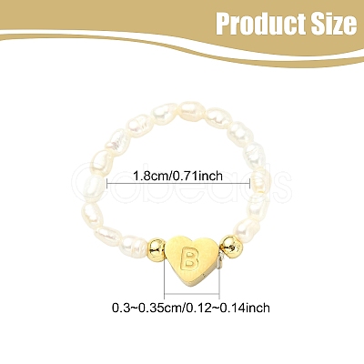 Natural Freshwater Pearl & 304 Stainless Steel Bead Finger Rings RJEW-FS00001-02-1