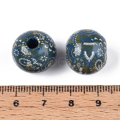 Bohemian Style Printed Schima Wood Beads WOOD-T032-31A-1