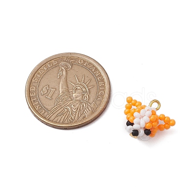 2Pcs 2 Styles Glass Seed Beaded Pendants PALLOY-MZ00474-1