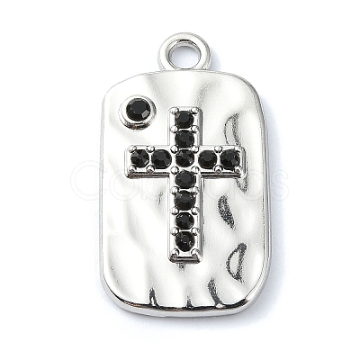 Rack Plating Alloy with Black Rhinestone Pendants FIND-Z051-04P-05-1