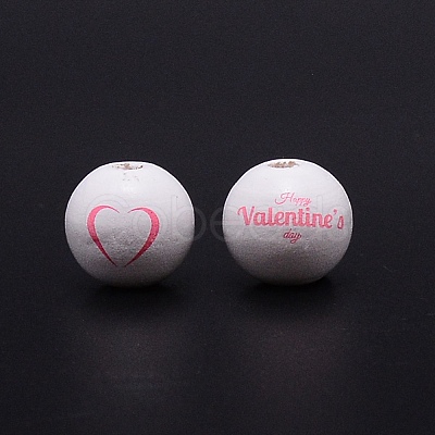 Printed Wood European Beads WOOD-TAC0013-01-1