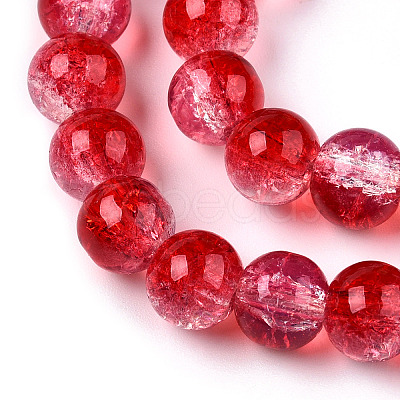 Transparent Crackle Baking Paint Glass Beads Strands DGLA-T003-01C-08-1