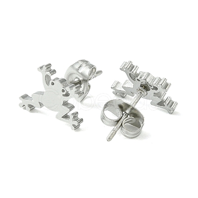 Non-Tarnish Cute Little Animal Theme 304 Stainless Steel Stud Earrings EJEW-B041-02H-P-1