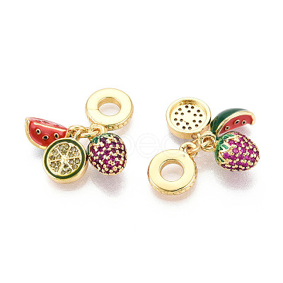 Brass Micro Pave Cubic Zirconia Pendants X-KK-N271-04G-1
