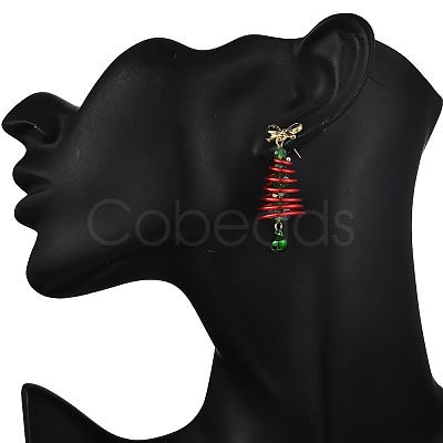 Christmas Aluminum Glass Dangle Stud Earrings EJEW-JE06582-1