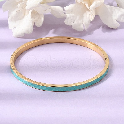 304 Stainless Steel Enamel Hinged Cuff Bangles for Women SA-CBAC920-15G-01-1
