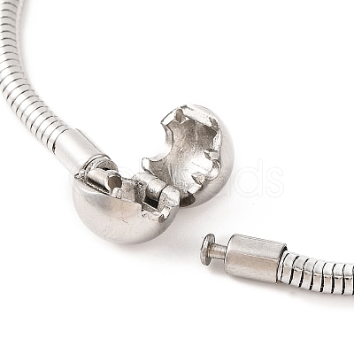 Tarnish Resistant 304 Stainless Steel Round Snake Chain Bracelets with Clasps BJEW-F472-01P-01-1