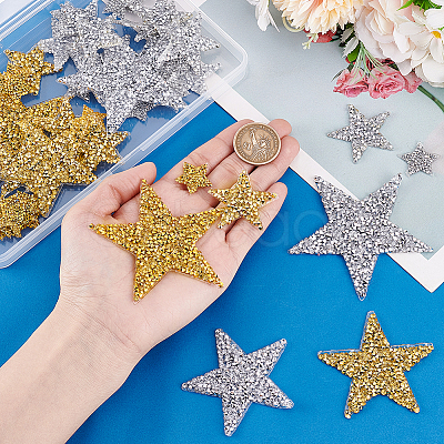 64Pcs 8 Styles Star Glitter Hotfix Rhinestone FIND-PH0023-19-1