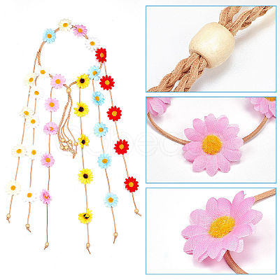 Cloth Sunflower Hippie Headband Floral Crown OHAR-WH0011-12B-1