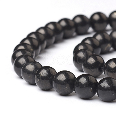 Natural Shungite Beads Strands G-I271-C03-8mm-1