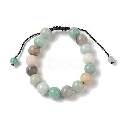 10mm Round Natural Flower Amazonite Braided Bead Bracelets BJEW-C067-01C-23-1