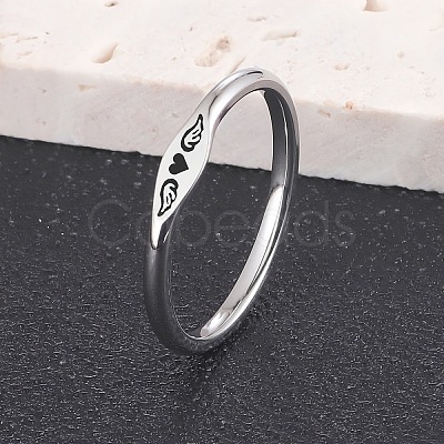 Heart Wing Pattern 304 Stainless Steel Finger Rings FS-WGA5734-04-1