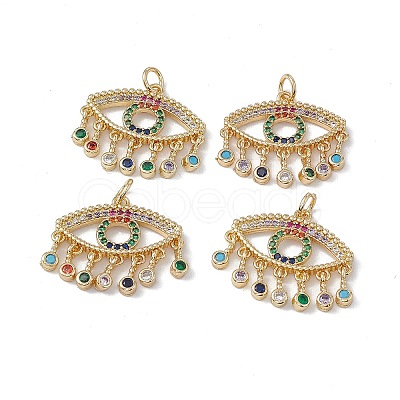 Brass Colorful Cubic Zirconia Pendants KK-E068-VA186-2-1