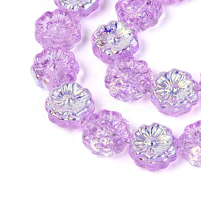 Electroplate Transparent Glass Beads Strands EGLA-N055-01B-1