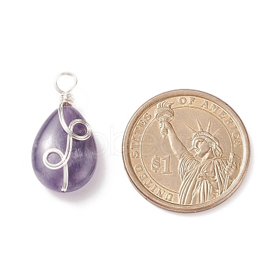 Natural Amethyst Pendants PALLOY-JF01750-03-1