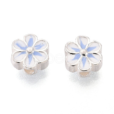 925 Sterling Silver Enamel Beads STER-T008-35B-1
