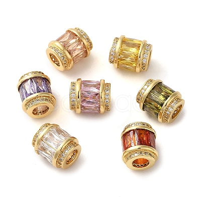 Rack Plating & Long-Lasting Plated Brass Micro Pave Cubic Zirconia European Beads ZIRC-P011-05A-G-NF-1