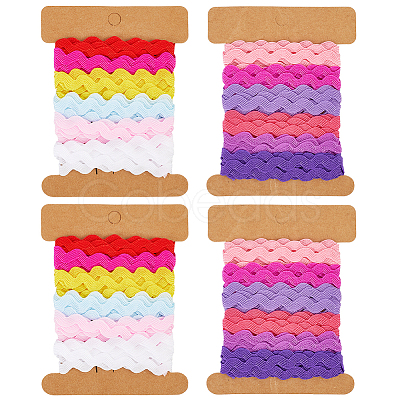 4 Cards 2 Styles Polyester Wavy Fringe Trim Ribbon DIY-GF0009-48F-1