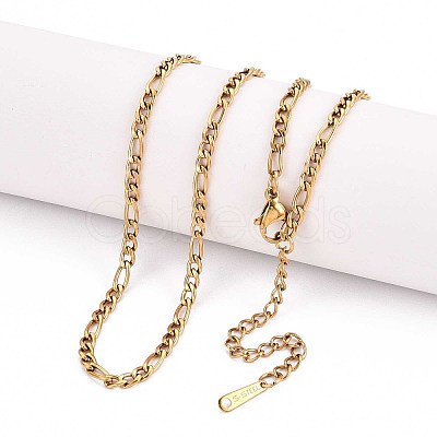 3MM 304 Stainless Steel Figaro Chain Necklaces NJEW-N058-13G-1