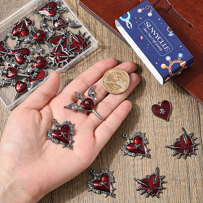 24Pcs 4 Styles Alloy Enamel Gothic Style Pendants PALLOY-SC0004-45A-1