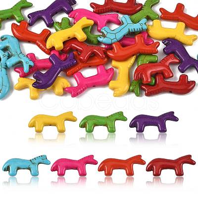 28Pcs 7 Colors Synthetic Turquoise Beads G-FS0005-94-1