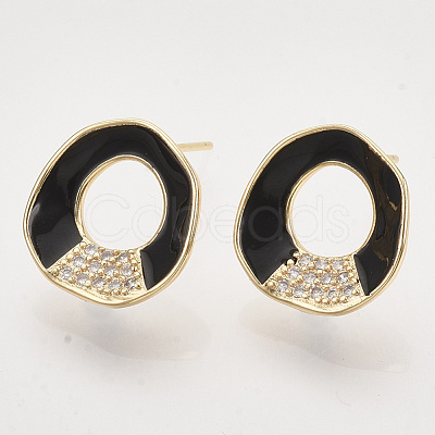 Brass Micro Pave Cubic Zirconia Stud Earring Findings KK-T054-36G-01-NF-1