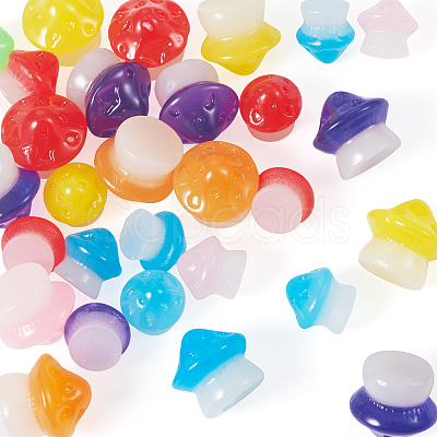 30Pcs 2 Styles Luminous Resin Mushroom Ornament RESI-TA0004-02A-1