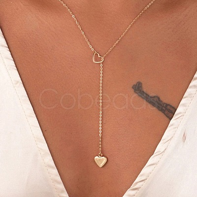 Alloy Heart Ring Pendant Lariat Necklaces for Women WG971C7-01-1