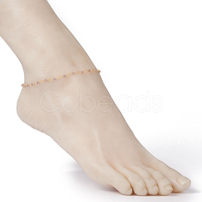 Faceted Round Natural Gemstone Beaded Anklets AJEW-AN00360-1