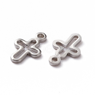 Brass Tiny Cross Charms KK-L205-10P-1