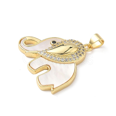 Brass Micro Pave Cubic Zirconia Shell Pendants KK-L239-010G-1