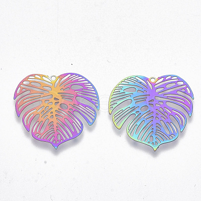 Ion Plating(IP) 201 Stainless Steel Filigree Pendants X-STAS-R102-08-1