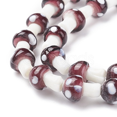 Mushroom Handmade Lampwork Beads Strands LAMP-R116-10-1
