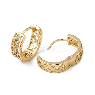 Brass Micro Pave Cubic Zirconia Hoop Earring EJEW-L271-20KCG-08-1