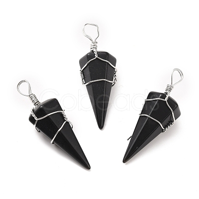 Natural Obsidian Gemstone Pendants G-D458-06P-03-RS-1