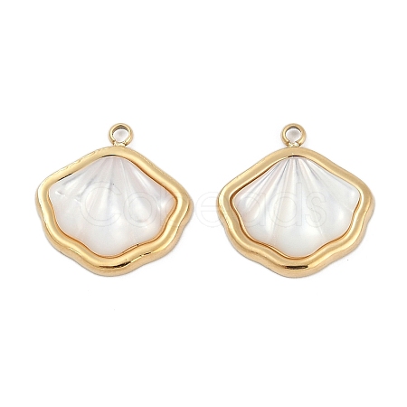 304 Stainless Steel Pave Natural White Shell Charms STAS-I325-026G-1