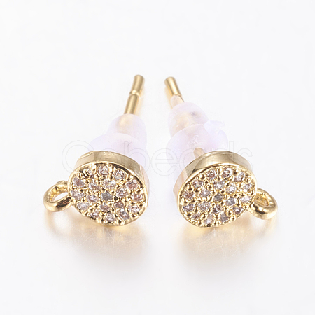 Brass Micro Pave Cubic Zirconia Stud Earring Findings ZIRC-E132-11B-G-1