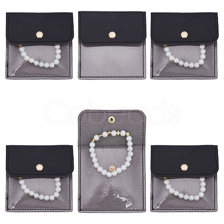 6Pcs PVC PU Leather Jewelry Envelope Pouches with Snap Button ABAG-WH0039-49B-1