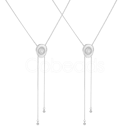 2Pcs Adjustable Brass Curb Chains Cowboy Hat Sweater Lariat Necklaces NJEW-UN0001-78P-1