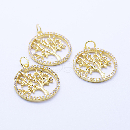 Brass Micro Pave Cubic Zirconia Pendants KK-P133-05G-NR-1