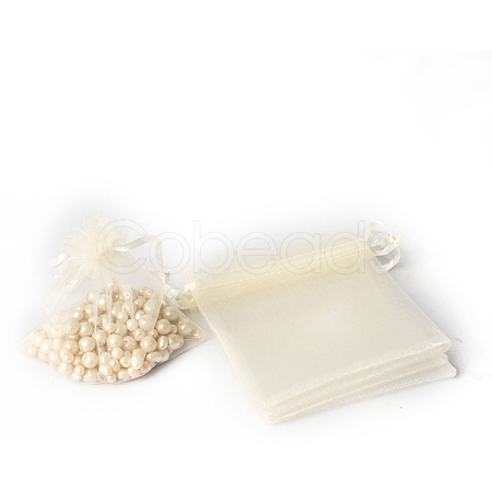 100Pcs Rectangle Organza DIY Craft Drawstring Bags PW-WG69155-37-1