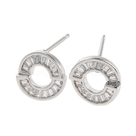 Rack Plating Ring Brass Stud Earrings EJEW-N055-39P-RS-1