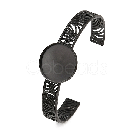 304 Stainless Steel Blank Cuff Bangle Bases with Flat Round Tray SA-CBA82C8-04C-EB-1
