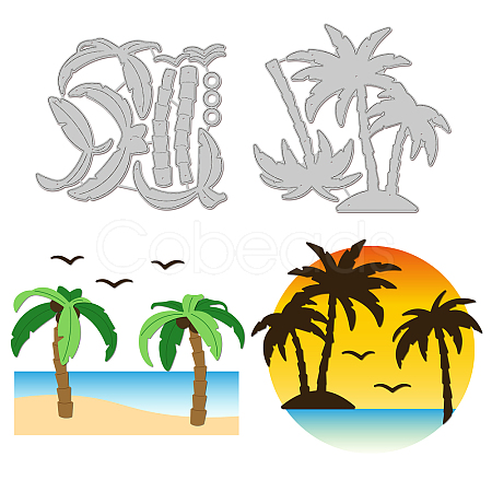 2Pcs 2 Styles Summer Theme Carbon Steel Cutting Dies Stencils DIY-WH0309-918-1